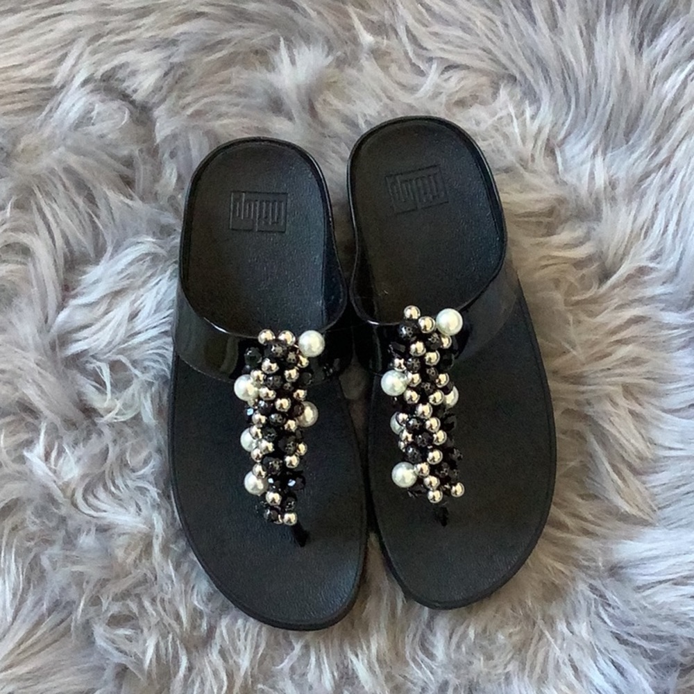 FitFlop Women's Deco Leather Toe-Thong Sandals 5 M